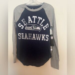 Seattle Seahawks Women's Long Sleeve Tee - Navy and Gray